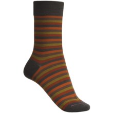 Pantherella Fancy Stripe Socks - Merino Wool, Mid-Calf (For Women) in Browns/Oranges/Olive - Closeouts