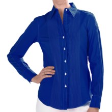 Paperwhite Cotton Pintuck Shirt - Long Sleeve (For Women) in Ultramarine - Closeouts