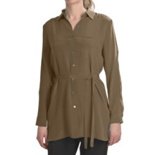 Paperwhite Crepe de Chine Silk Tunic Shirt - Long Sleeve (For Women) in Brass - Closeouts