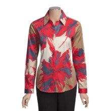 Paperwhite Floral Sateen Shirt - Stretch Cotton, Long Sleeve (For Women) in Multi - Closeouts