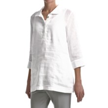 Paperwhite Linen Pullover Tunic Shirt - Long Sleeve (For Women) in White - Closeouts