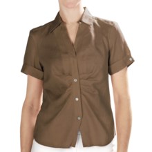 Paperwhite Linen Shirt - Short Sleeve (For Women) in Cocoa - Closeouts