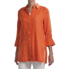 Paperwhite Linen Tunic Shirt - 3/4 Sleeve (For Women) in Orange - Closeouts