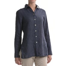 Paperwhite Linen Tunic Shirt - Long Sleeve (For Women) in Indigo - Closeouts