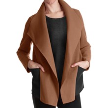 Paperwhite Waterfall Drape Front Jacket (For Women) in Camel - Closeouts