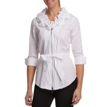 Paperwhite Zip Sleeve Shirt Jacket - Full Zip, 3/4 Sleeve (For Women) in White - Closeouts