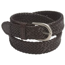 Paradise Blue Woven Leather Belt (For Men) in Dark Brown - Closeouts
