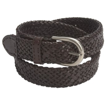 Paradise Blue Woven Leather Belt (For Men) in Dark Brown