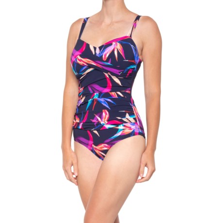 Profile by Gottex Paradise Tummy Control One-Piece Swimsuit - Underwire, D Cup (For Women) - BLUE/MULTI (10D )