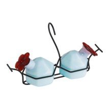 Parasol Bouquet Dual Hummingbird Feeder - Recycled Hand-Blown Glass in Milk - Closeouts