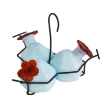 Parasol Bouquet Triple Hummingbird Feeder - Recycled Handblown Glass in Milk - Closeouts