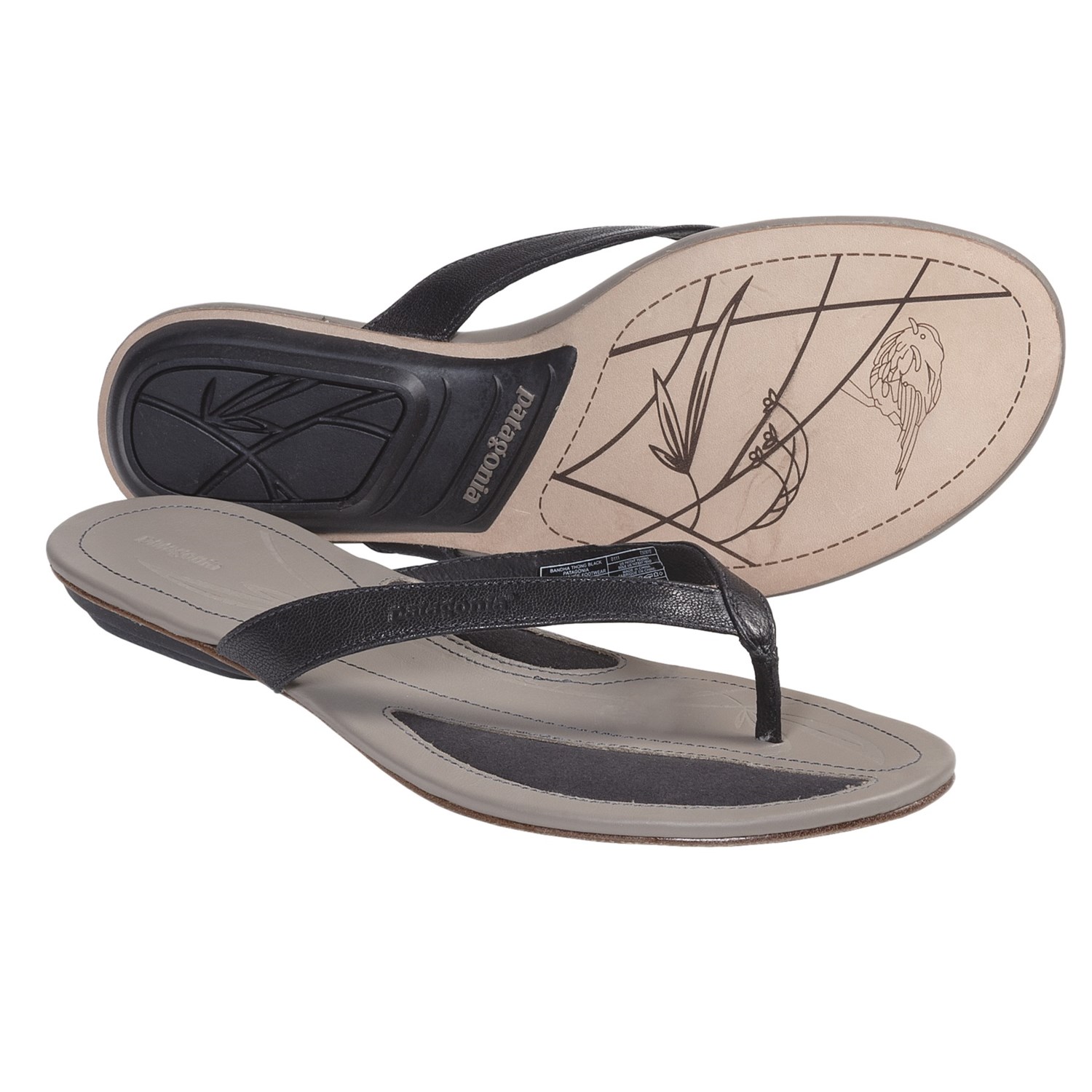 Patagonia Bandha Thong Sandals - Leather (For Women) in Black