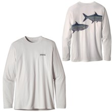 Patagonia Graphic Tech Fish T-Shirt - Long Sleeve (For Men) in Tarpon/White - Closeouts