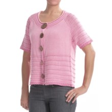 PBJ Blues Colette Cardigan Sweater - Ramie-Cotton, Short Sleeve (For Women) in Rosy Pink - Closeouts