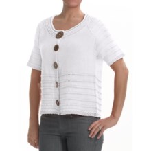 PBJ Blues Colette Cardigan Sweater - Ramie-Cotton, Short Sleeve (For Women) in White - Closeouts