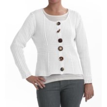 PBJ Blues Rib Ridge Cardigan Sweater - Ramie-Cotton (For Women) in White - Closeouts
