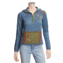 PBJ Sport New Leaf Hoodie Sweater - Half-Zip (For Women) in Aqua - Closeouts