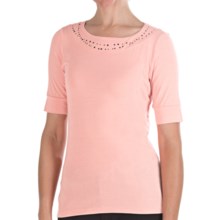 Pendleton Casey Stud Accent T-Shirt - Stretch Modal, Elbow Sleeve (For Women) in Sugar Pink - Closeouts