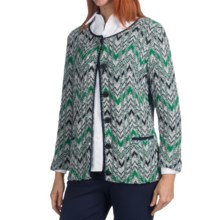 Pendleton Flame-Stitch Cardigan Sweater - 3/4 Sleeve (For Women) in Navy Mult - Closeouts