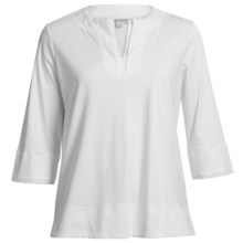 Pendleton Pool Party Tunic Shirt - 3/4 Sleeve (For Plus Size Women) in White - Closeouts