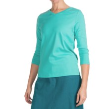 Pendleton Rib Cotton T-Shirt - 3/4 Sleeve (For Women) in Aque Sky - Closeouts