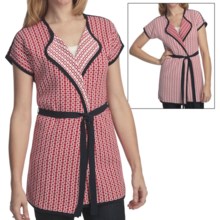 Pendleton Round Trip Cardigan Sweater - Reversible, Short Sleeve (For Women) in Fiesta Red/White - Closeouts