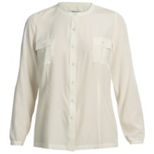 Pendleton The Pearl Blouse - Silk Crepe, Long Sleeve (For Plus Size Women) in Ivory - Closeouts