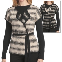 Pendleton Turn Around Cardigan Sweater - Reversible, Short Sleeve (For Plus Size Women) in Black/Oxford Tan - Closeouts