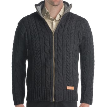 Peregrine by J. G. Glover Chunky Cable Sweater - Merino Wool, Full Zip (For Men) in Charcoal