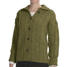 Peregrine by J.G. Glover Aran Cable-Knit Cardigan Sweater - Peruvian Merino Wool (For Women) in Bottle Green - Closeouts