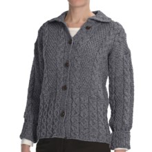 Peregrine by J.G. Glover Aran Cable-Knit Cardigan Sweater - Peruvian Merino Wool (For Women) in Denim - Closeouts