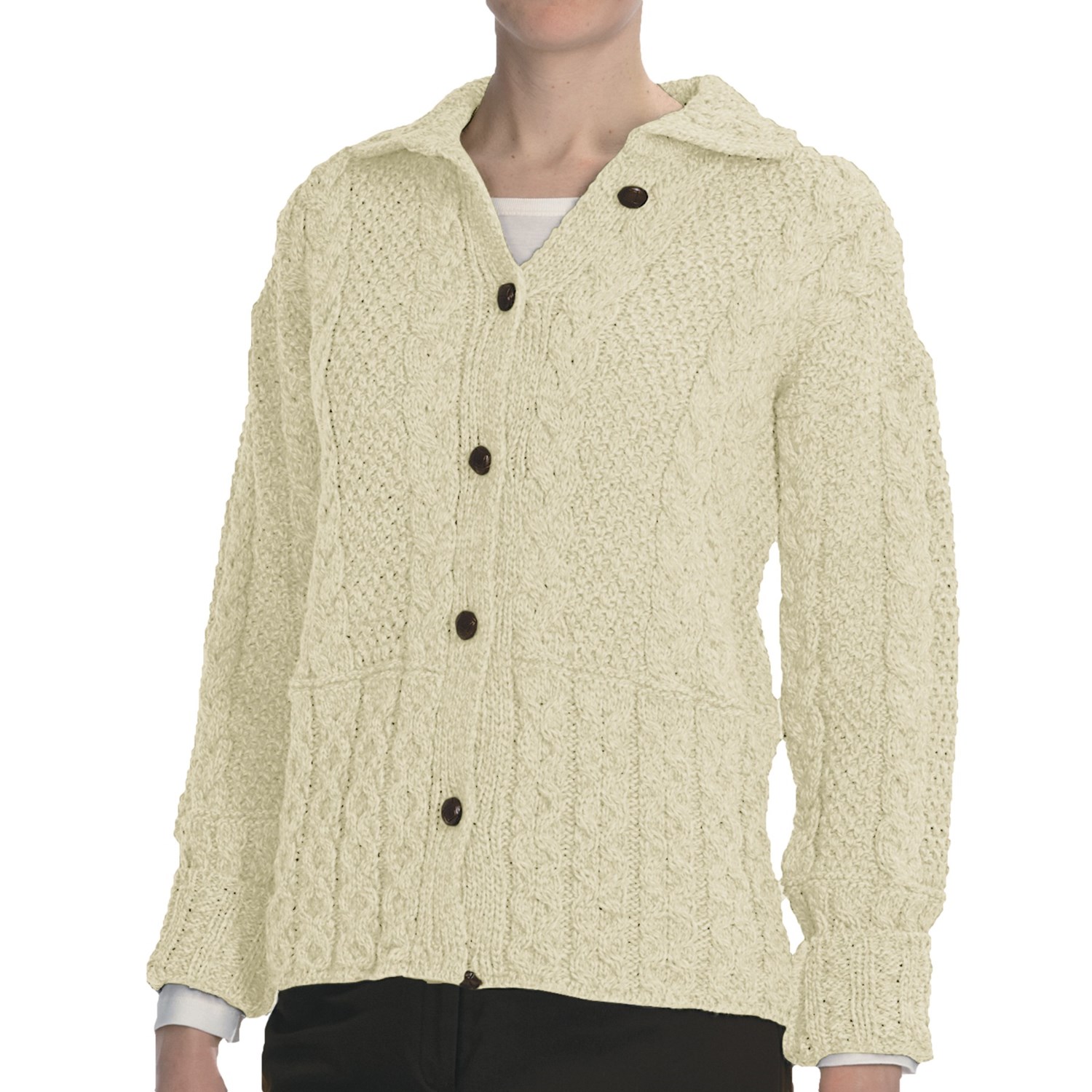 Peregrine By J G Glover Aran Cable Knit Cardigan Sweater Peruvian