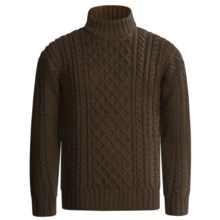 Peregrine by J.G. Glover Aran Cable Sweater - Merino Wool (For Men) in Brown - Closeouts