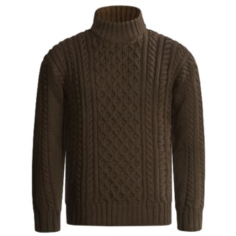 Peregrine by J.G. Glover Aran Cable Sweater - Merino Wool (For Men) in Brown