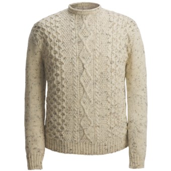 Peregrine by J.G. Glover Aran-Knit Sweater - British Wool (For Men) in Ecru Nep