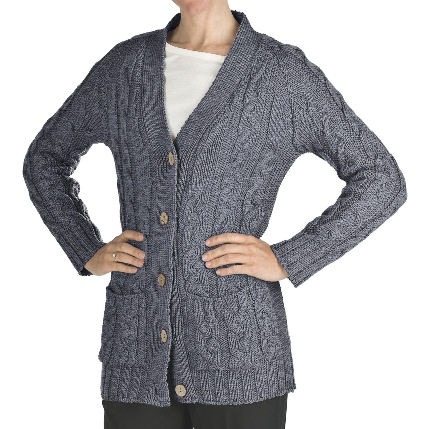 Womens Wool Sweaters Cardigan - Cardigan With Buttons