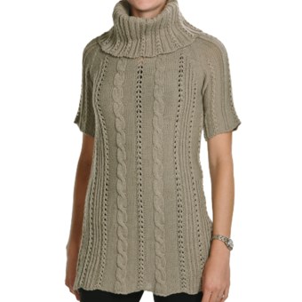 Peregrine by J.G. Glover Fancy Cable Sweater - Merino Wool, Cowl Neck (For Women) in Taupe