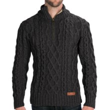 Peregrine by J.G. Glover Fisherman Sweater - Merino Wool, Zip Neck (For Men) in Charcoal - Closeouts