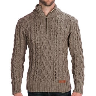 Peregrine by J.G. Glover Fisherman Sweater - Merino Wool, Zip Neck (For Men) in Cheviot