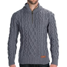 Peregrine by J.G. Glover Fisherman Sweater - Merino Wool, Zip Neck (For Men) in Denim - Closeouts