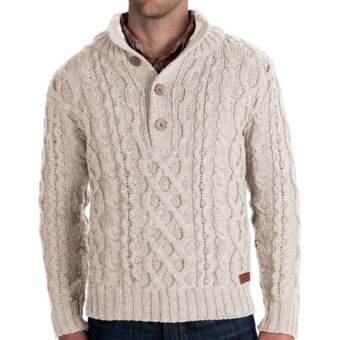 Peregrine by J.G. Glover Merino Wool Sweater - Chunky Cable (For Men) in Beige