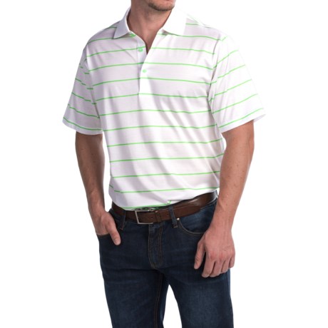 Peter Millar Alex Polo Shirt Key Lime Stripe, Short Sleeve (For Men)