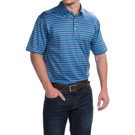 Peter Millar Barker Polo Shirt Liberty Blue Stripe Short Sleeve For Men