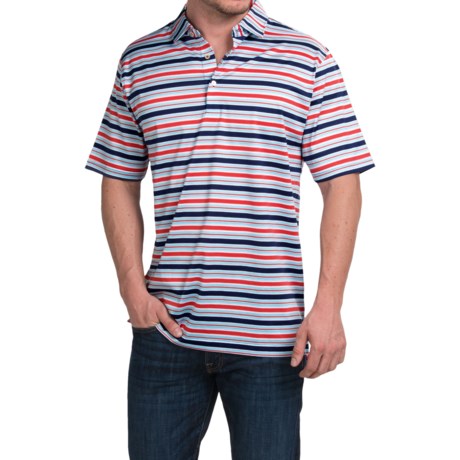 Peter Millar Clark Cotton Lisle Polo Shirt Multi StripeG, Short Sleeve
