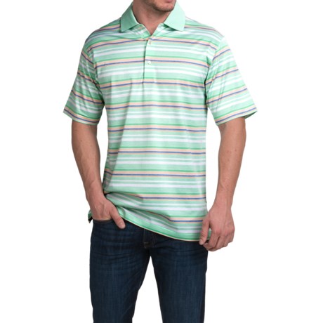 Peter Millar Edwards Cotton Lisle Polo Shirt Multi Stripe Short Sleeve