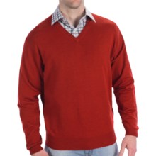 Peter Millar Italian Merino Wool Sweater - V-Neck (For Men) in Paprika - Closeouts