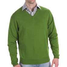 Peter Millar Italian Merino Wool Sweater - V-Neck (For Men) in Rosemary - Closeouts