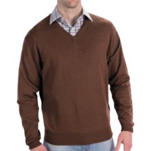 Peter Millar Italian Merino Wool Sweater - V-Neck (For Men) in Wicker - Closeouts