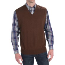 Peter Millar Italian Merino Wool Sweater Vest - V-Neck (For Men) in Wicker - Closeouts