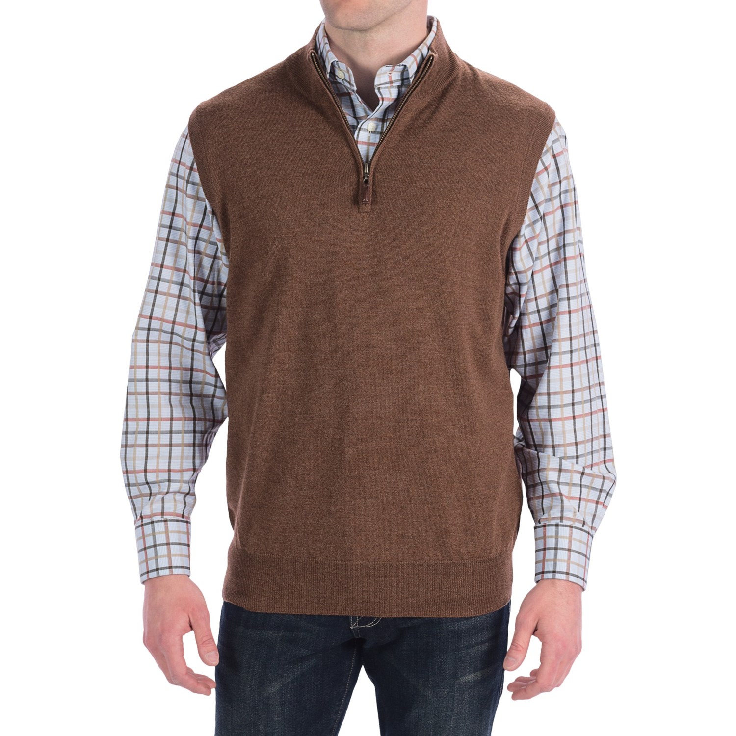 Men'S Zippered Sweater Vest - Cardigan With Buttons